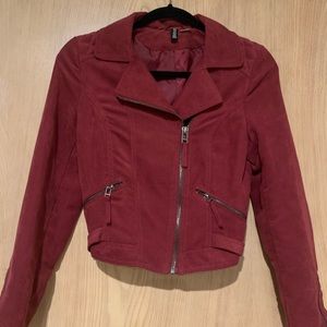 MAROON FAUX SUADE JACKET